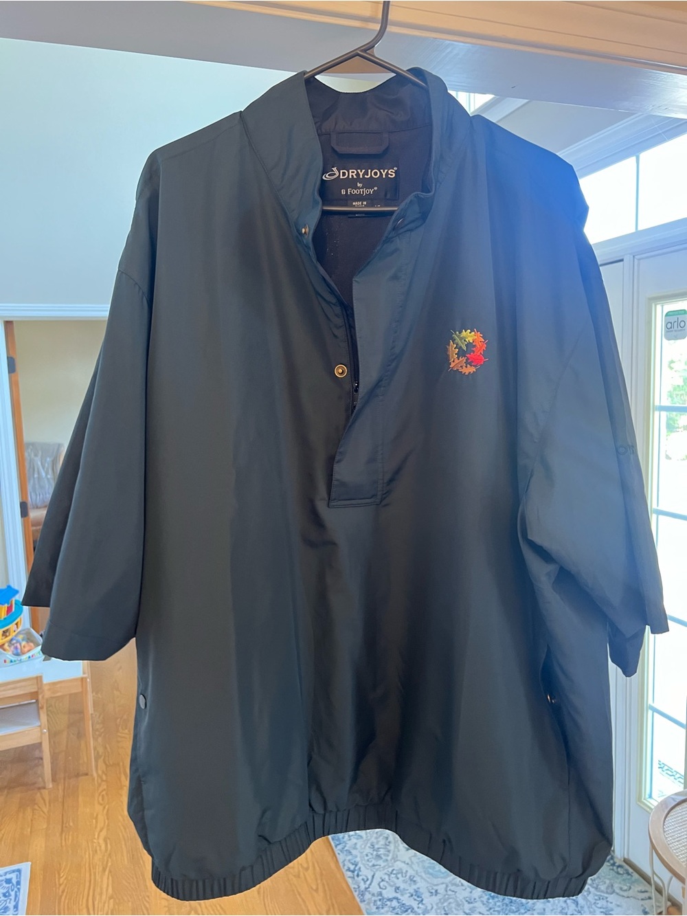 Navy DryJoys Short Sleeve Windshirt with Colorful Leaf Logo - Picture 3 of 4